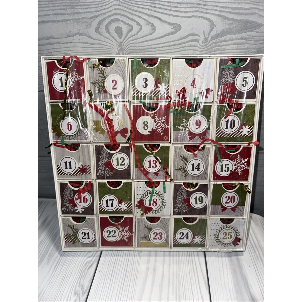 25 Day Christmas Xmas Countdown Advent Calendar Decorative Gift Box with Drawers